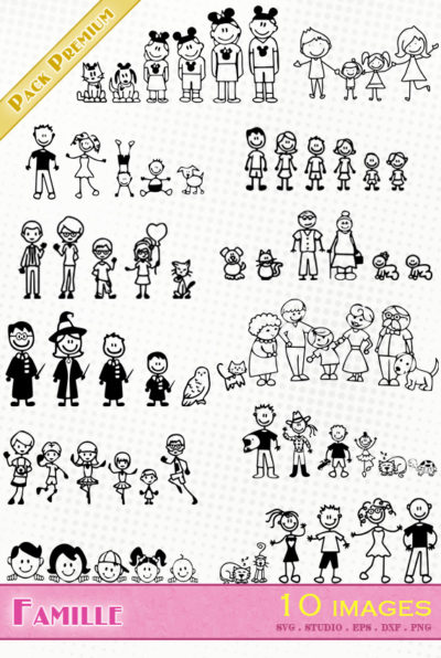 famille dessin sticker fichier svg eps dxf silhouette studio png harry potter motard mickey chien animal chat grands parents boite aux lettres