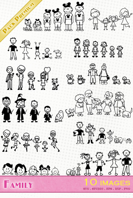 family sketch drawing svg eps dxf silhouette studio file animal dog cat super hero cricut brother