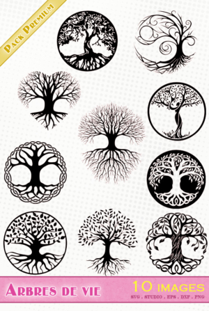 Arbres de vie – 10 images svg/studio/png/dxf/eps
