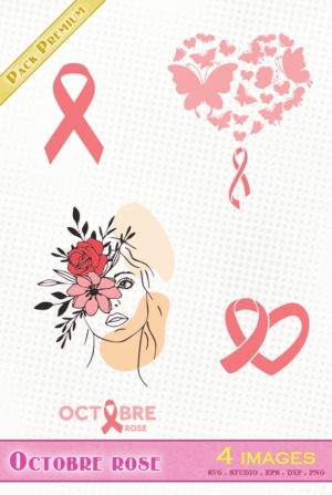 Octobre rose – 4 images svg/studio/png/dxf/eps