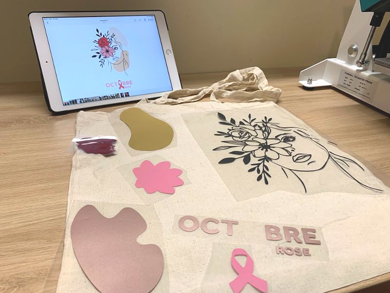 fabrication tote bag octobre rose personnalisation diy flex thermocollant