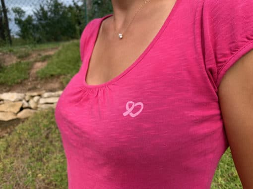 t-shirt octobre rose cancer sein coeur logo ruban noeud