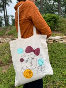tote bag sac dessin visage femme abstrait stylisé picasso