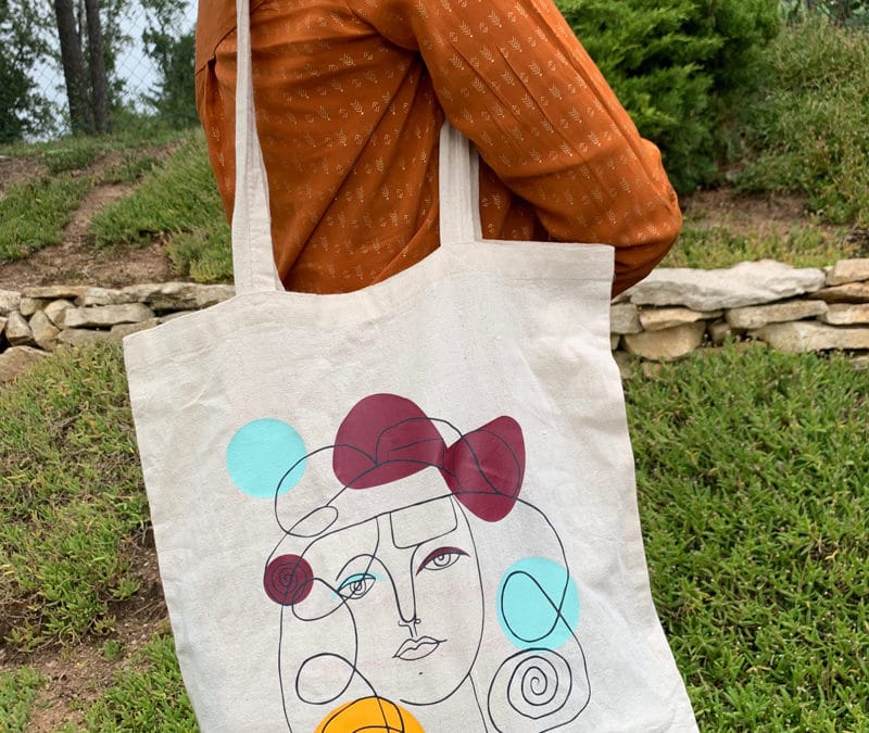 Tote bag visage