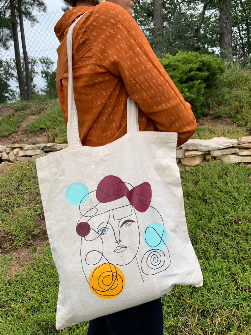 tote bag sac dessin visage femme abstrait stylisé trait pablo picasso 