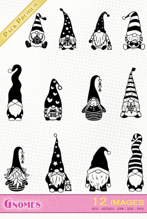 gnome svg eps dxf silhouette studio sst file femme famille vieux noel christmas family