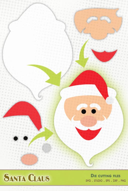 santa claus svg layer layered silhouette studio eps dxf png file card