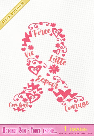 octobre rose fichier svg silhouette studio eps dxf png lutte cancer du sein