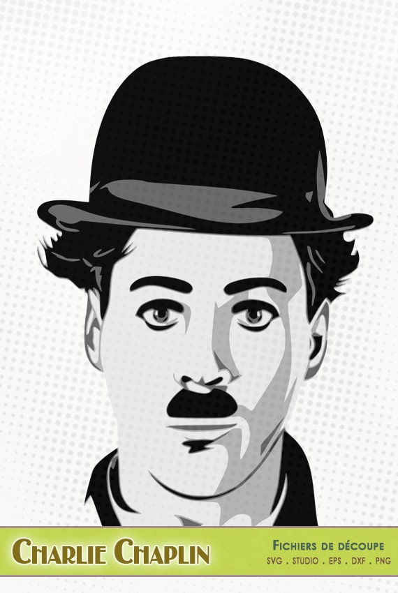 charlie chaplin charlot fichier file svg eps silhouette studio eps dxf