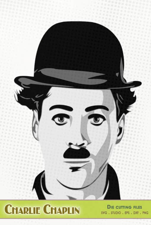 Charlie Chaplin die cutting files esv epgs dxf png silhouette studio cricut scanncut cameo portrait