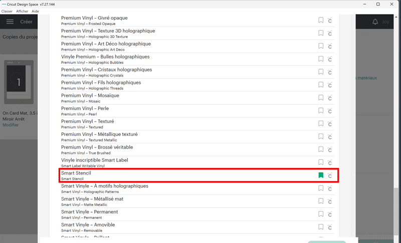 tuto cricut smart stencil réglages design space pochoir matériau