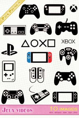 Jeux vidéos – 10 images svg/studio/png/dxf/eps
