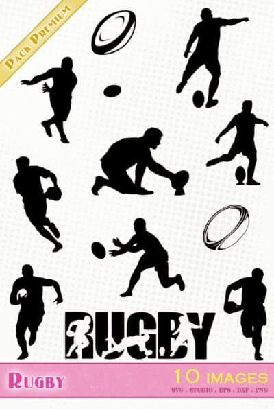 rugby joueur ballon ball fichier svg silhouette studio dxf png eps file