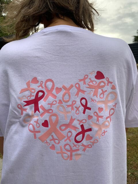 Tee Shirt Octobre Rose Femme - Sweat Col Rond Manches Longues Cœur Rose Ruban Cancer Du Sein
