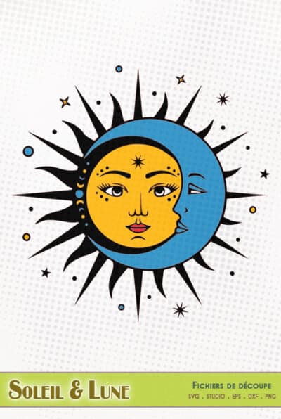 soleil lune céleste mystique fichier svg silhouette studio caméo cricut scanncut eps dxf png