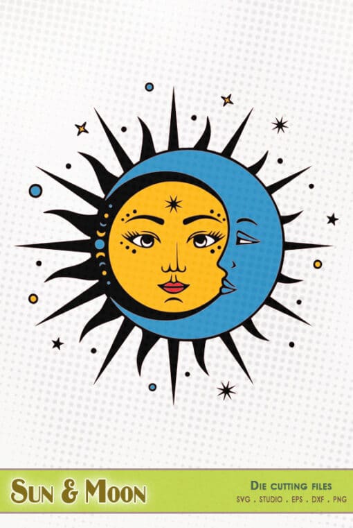 sun and moon celest mystic svg silhouette studio caméo cricut scanncut eps dxf png