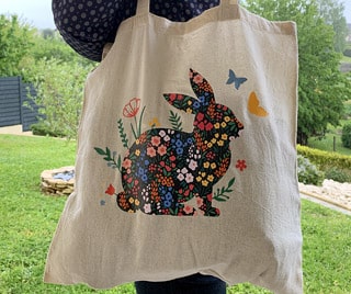 Tote bag lapin floral