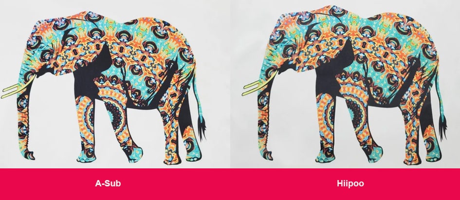 comparatif papier sublimation &eacute;clat couleurs a-sub hiipoo